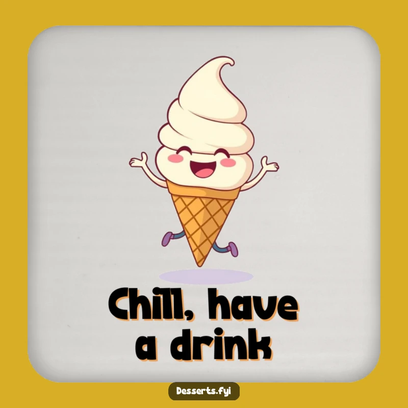 Funny Drink Coaster: Dancing Ice Cream Cone, Protects Surfaces with Hilarious Sweetness