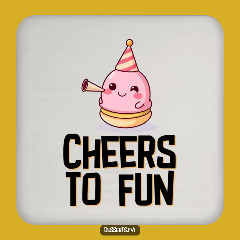 Funny Macaron Coaster: Happy Party Drink Gift