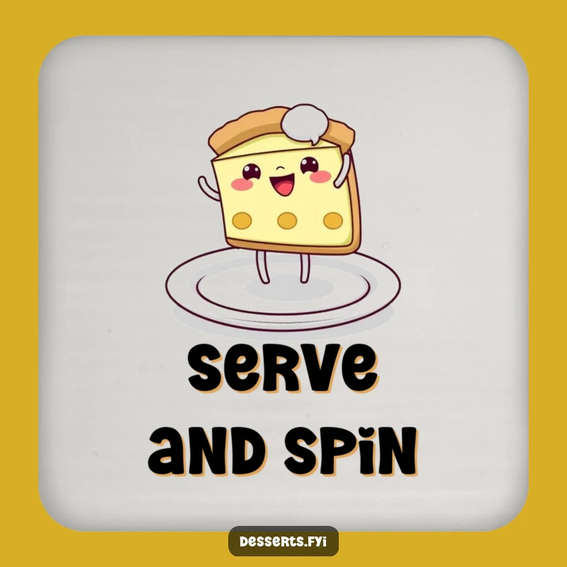 Funny Pie Cartwheel Coaster: Playful Slice - Energetic & Humorous Table Protection