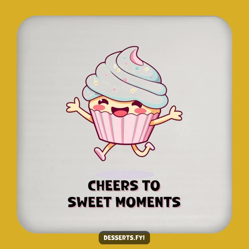 Funny Smiling Cupcake Drink Coaster: Protect with Frosting Leap Fun