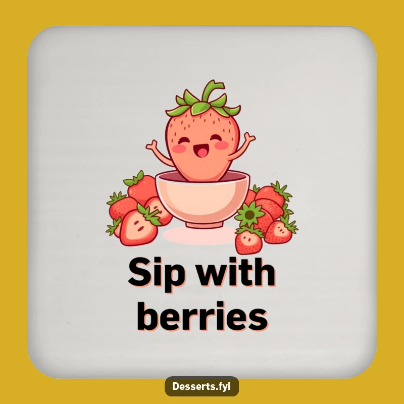 Funny Strawberry Fruit Drink Coasters: Protect Surfaces with Fruity Humor