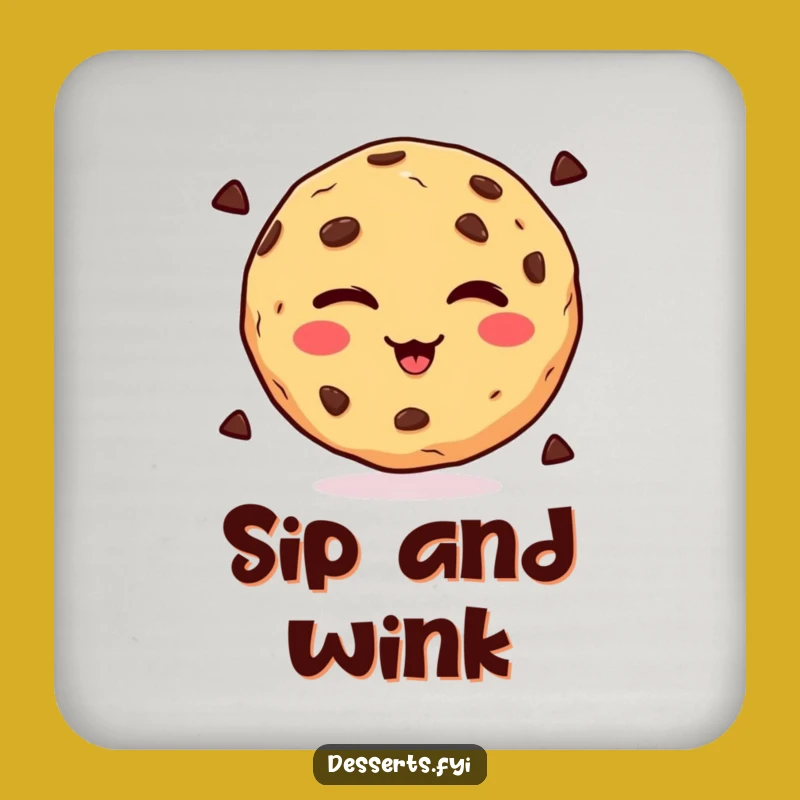 Funny Winking Cookie Coaster, Playful Chocolate Chip Drink Protector, Unique Humorous Gift