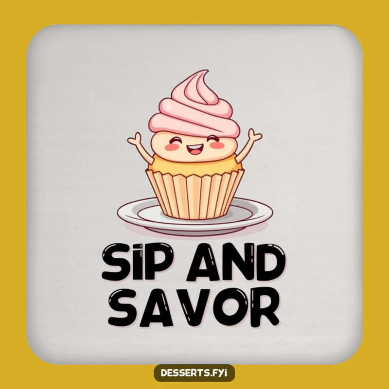 Funny Cupcake Coaster: Joyful Dessert Art Drink Gift