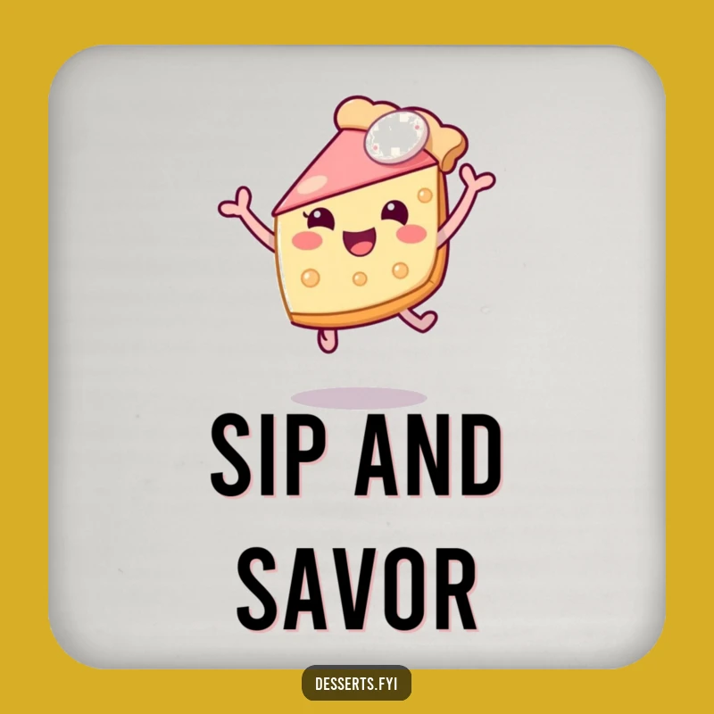 Funny Pie Slice Leap Drink Coaster: Protect Surfaces With Humor, A Tiny Funny Gift