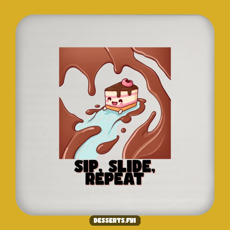 Funny Cake Character Chocolate River Coaster - Protect Surfaces with Humor