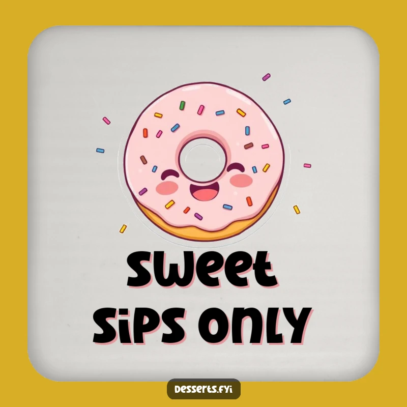 Funny Donut Character Coaster: Protect Surfaces with Joyful Sprinkles
