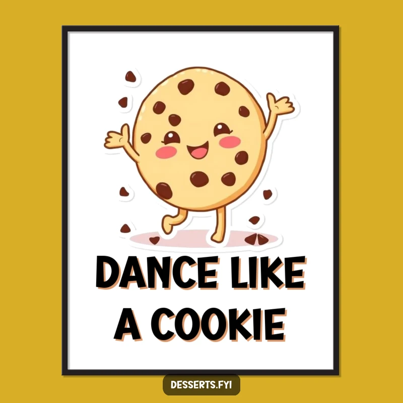 Funny Cheerful Cookie Poster: Vibrant Happy Dance Art - Ideal Funny Gift