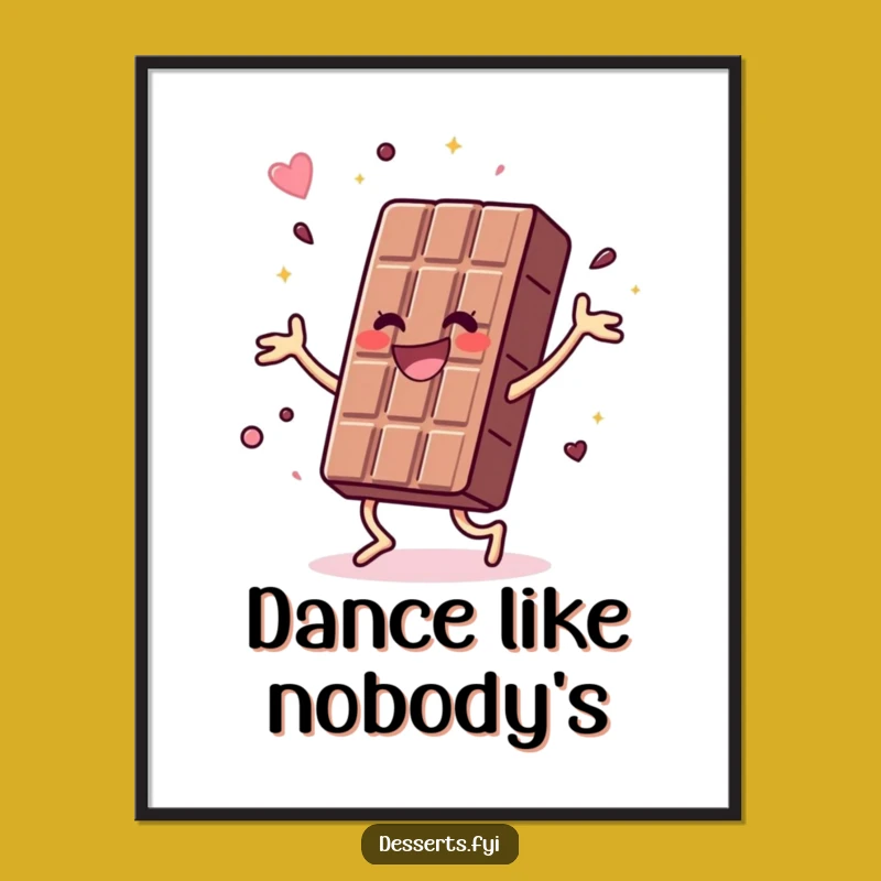 Funny Chocolate Bar Poster: Vibrant Dance, Energetic Wall Art Gift