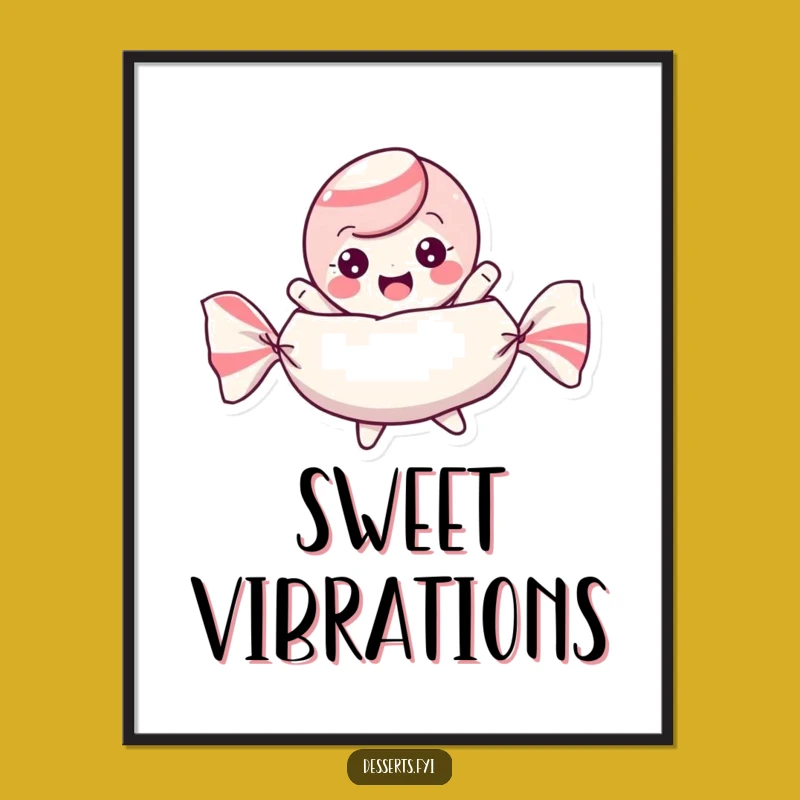 Funny Candy Art Poster: Playful Character in Wrapper, Perfect Funny Gift