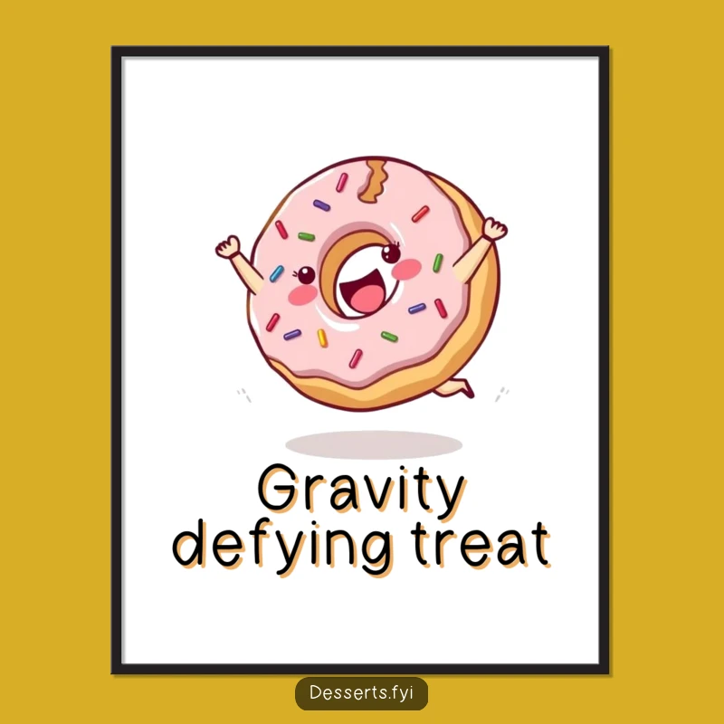 Funny Cartwheeling Donut Poster: Joyful Art for Your Walls