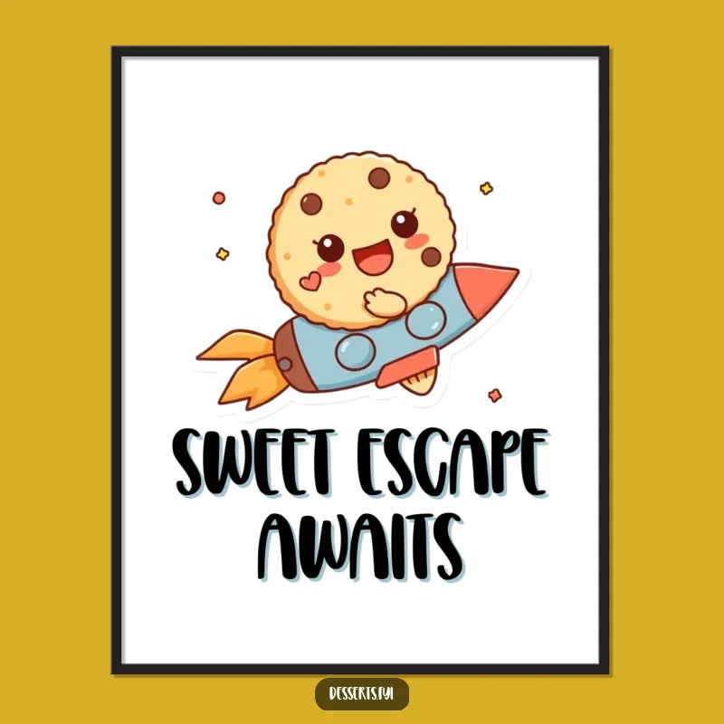 Funny Cookie Rocket Poster: Decorate Your Space with High-Flying Humor