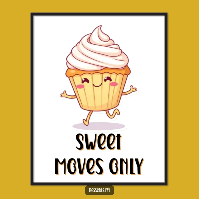Funny Cupcake Skater Poster: Sweet Wall Art for Dessert Lovers & Joyful Souls!