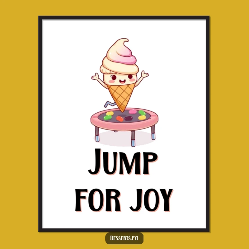 Funny Ice Cream Character Trampoline Poster - Playful Art