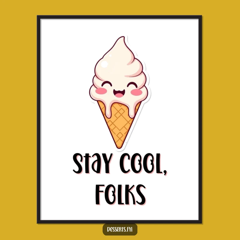 Funny Ice Cream Cone Poster: Melting with Joyful Decor, a Cool Funny Gift