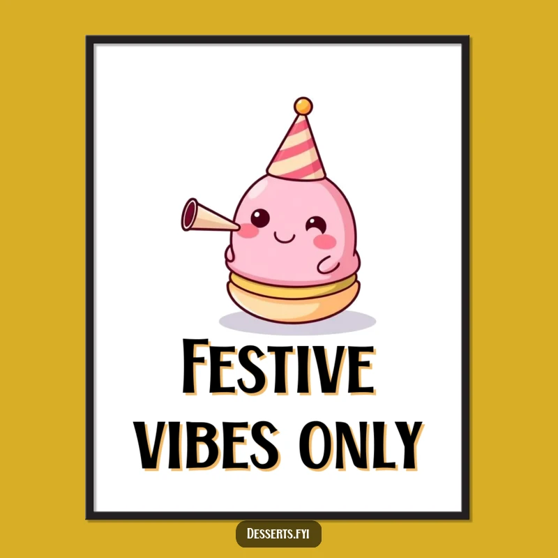 Funny Macaron Party Poster: Happy Celebration Art Gift for Walls