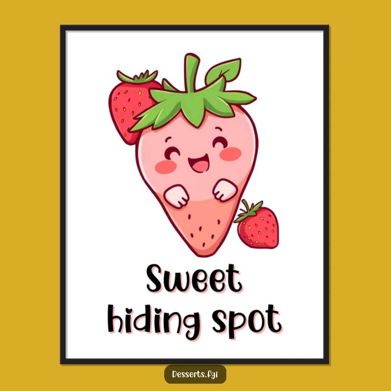 Funny Strawberry Peek Poster: Add Sweet Charm to Your Walls, A Whimsical Funny Art Gift