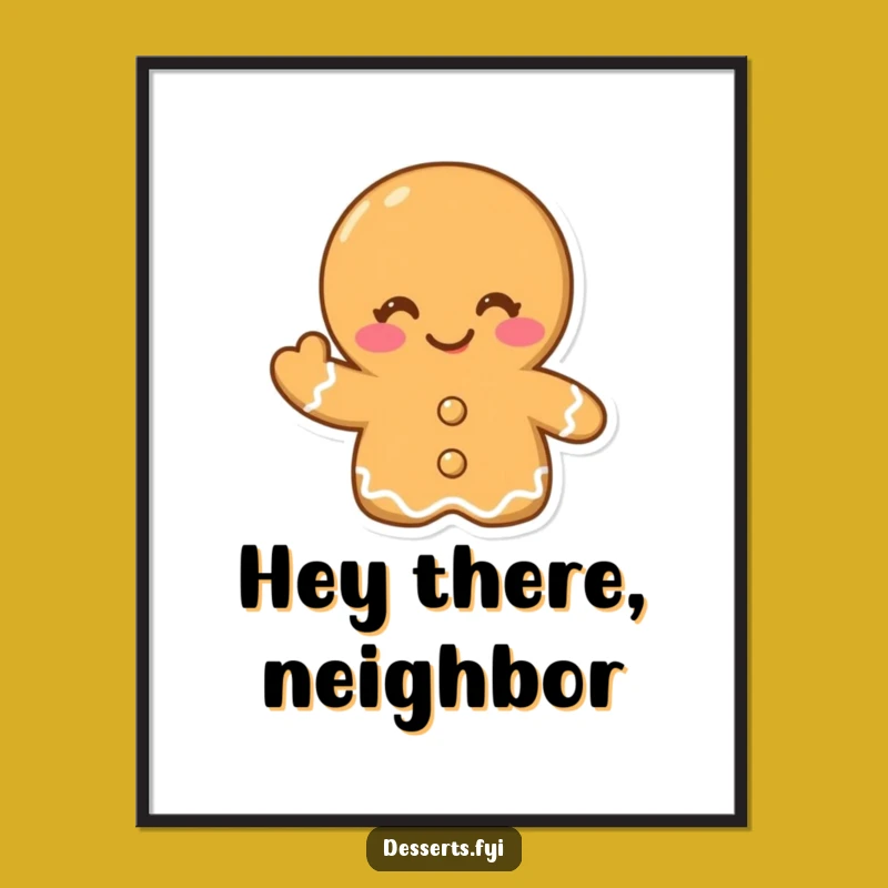 Funny Gingerbread Cookie Poster: Winking Joy, Festive Wall Art Gift