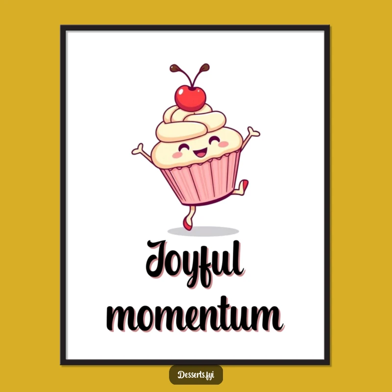 Funny Cupcake Cartwheel Poster: Hilarious Wall Art for a Sweet and Cheerful Space!