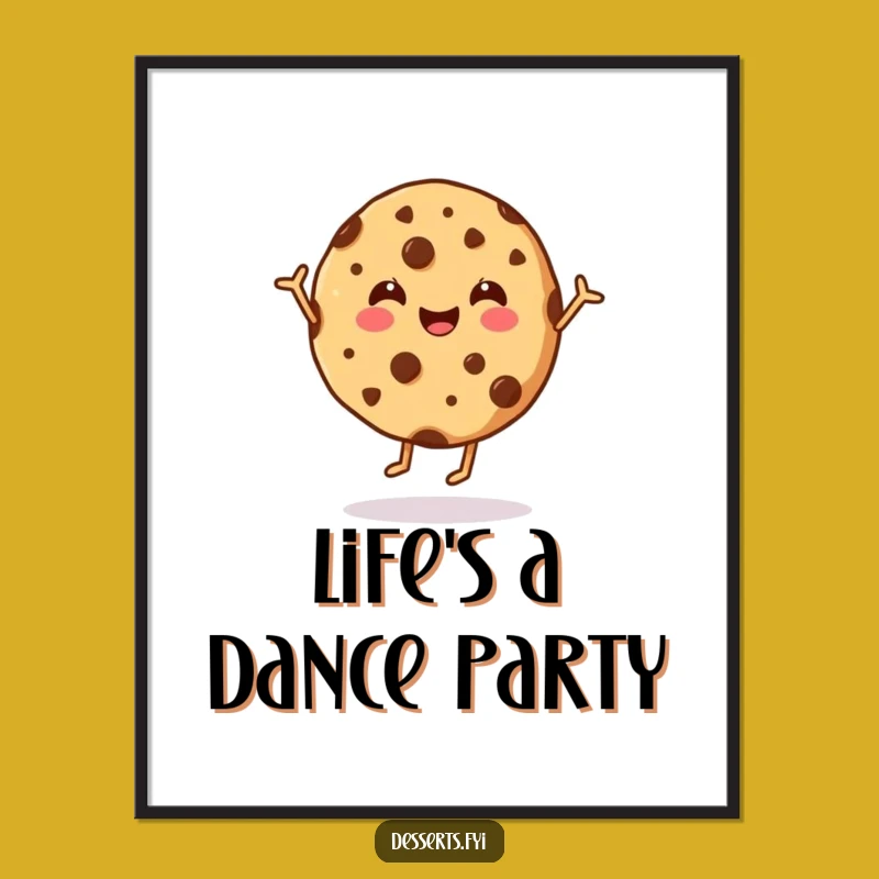 Funny Dancing Cookie Poster: Brighten Your Walls with This Cheerful Art!