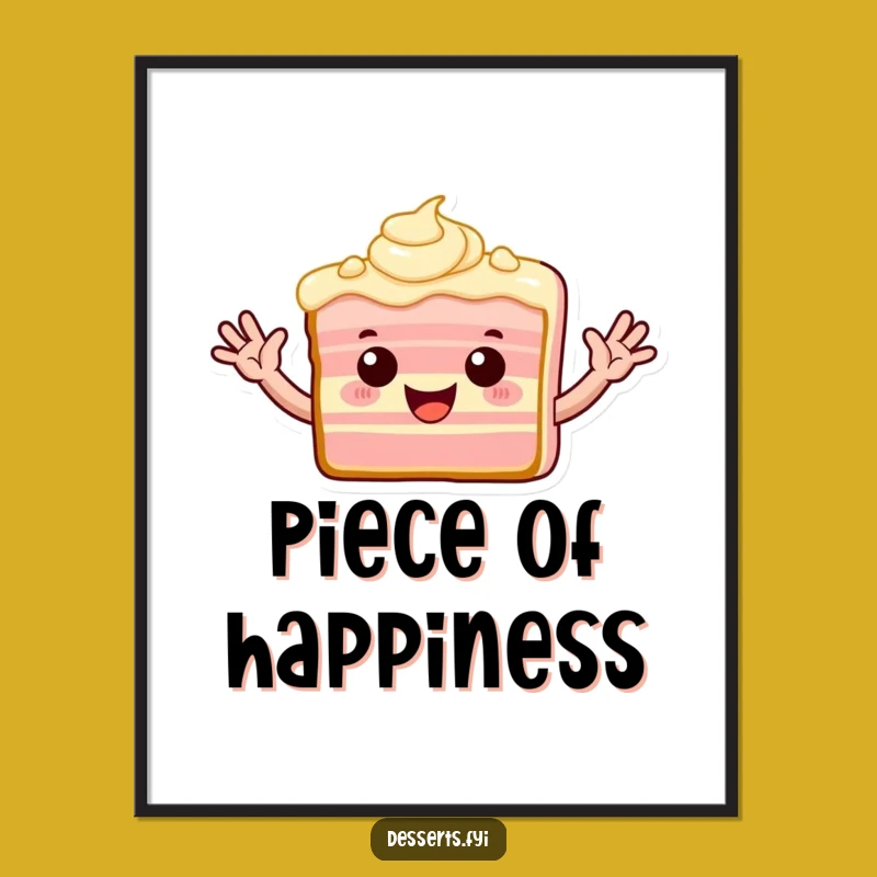 Funny Waving Cake Poster: Enthusiastic Art for Your Walls