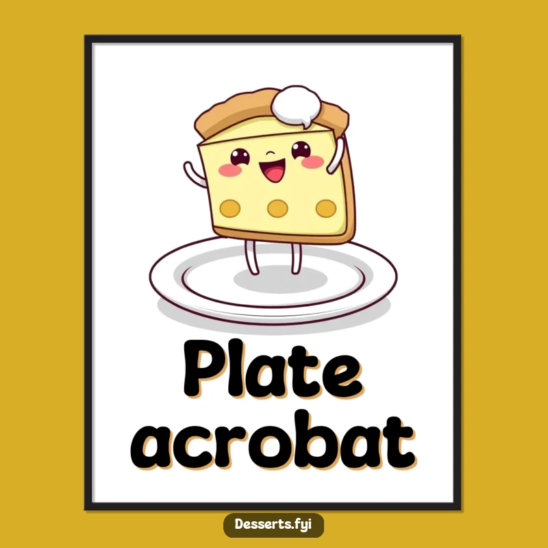 Funny Pie Cartwheel Poster: Playful Slice Art for Energetic & Humorous Decor