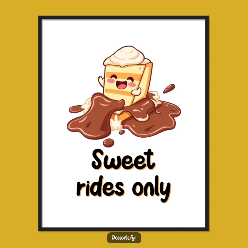 Funny Joyful Cake Poster: Delicious Chocolate River Art - Ideal Funny Gift