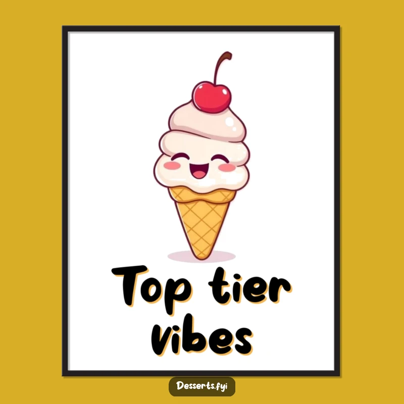 Funny Ice Cream Cone Poster: Joyful Wall Art for Treat Lovers & Sweet Souls!