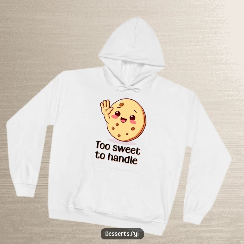 Funny hoodie featuring a sweet cookie character in a cozy design, cheerfully waving hello, bringing warmth and humor.