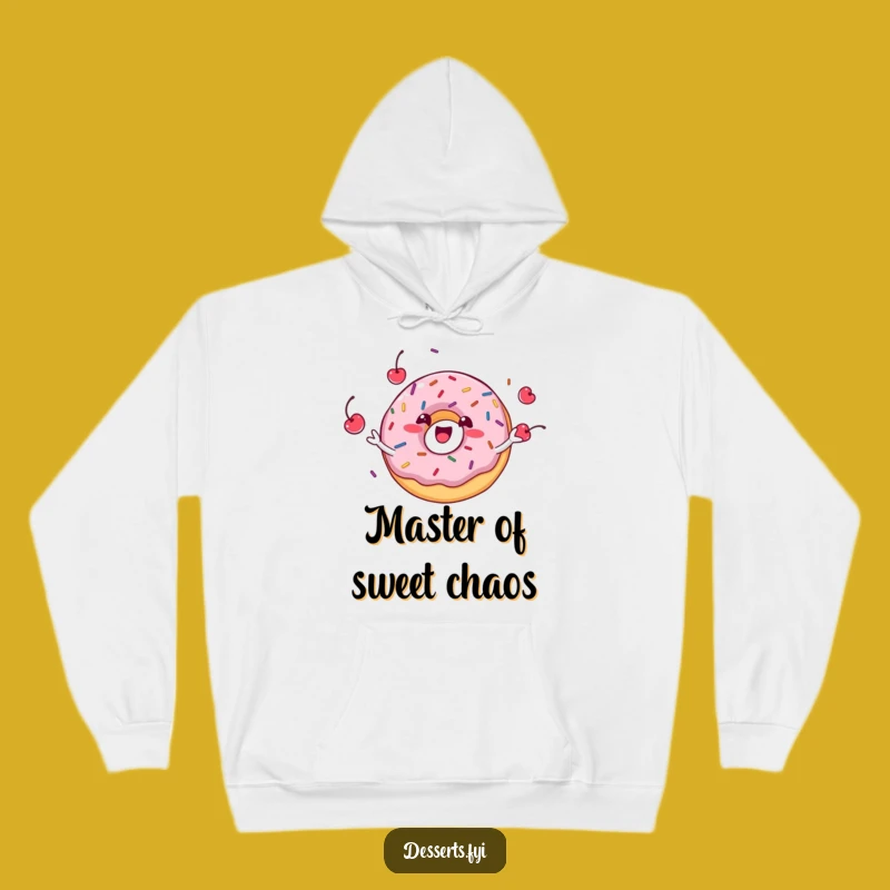 Cozy Funny Donut Character Juggling Hoodie - Warm & Whimsical