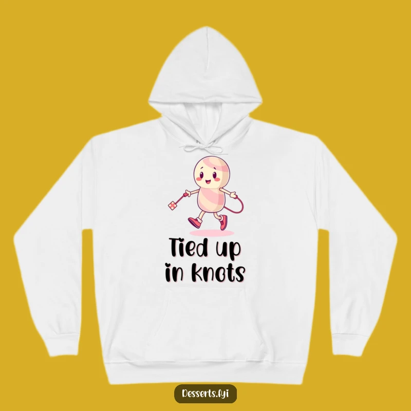 Cozy Funny Hoodie: Energetic Candy Character's Skipping for Warm Comfort