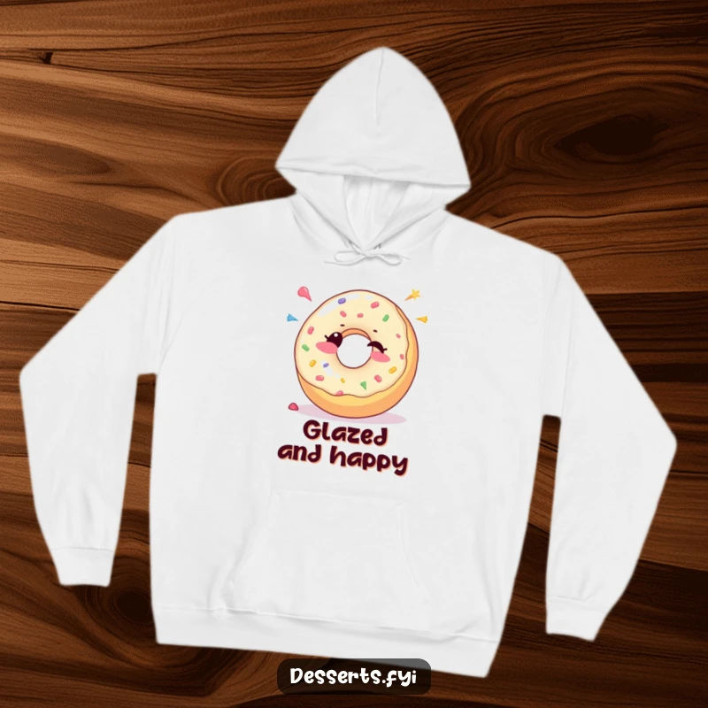 Funny Hoodie: A joyful donut character winks and sprinkles candy dots, offering a cozy and humorous design.