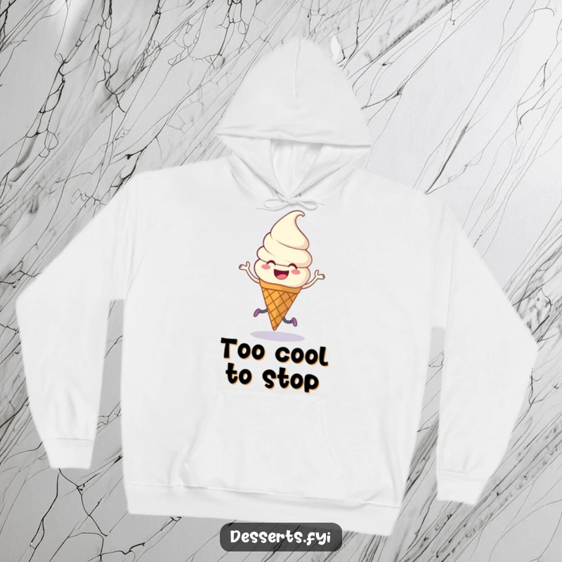 Funny Hoodie: A smiling ice cream cone on legs doing a joyful dance.