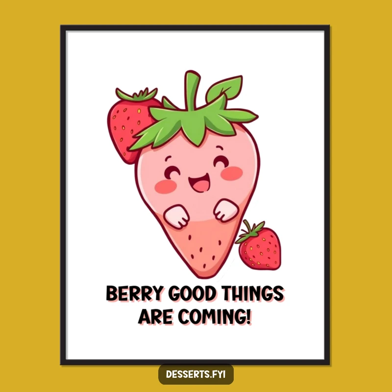 Funny Free Printable Wall Art: Peeking Strawberry, Whimsical Downloadable Decor