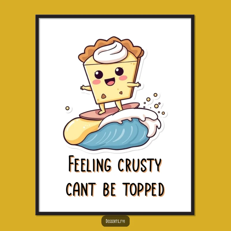 Free Printable Pie Wall Art: Funny Surfing Pie Downloadable Art Gift