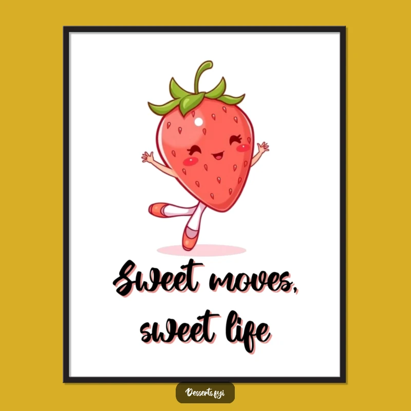 Free Printable Ballet Strawberry Wall Art: Funny Twirl Decor Downloadable