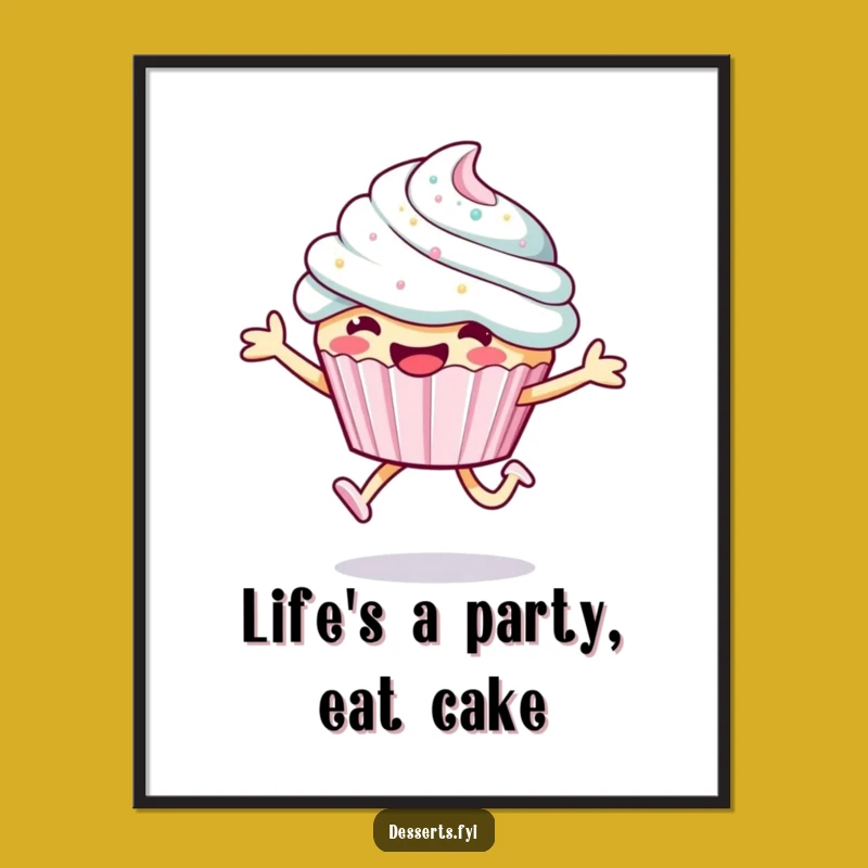 Free Printable Cupcake Wall Art: Sparkly Leap Decor, Downloadable Funny Art