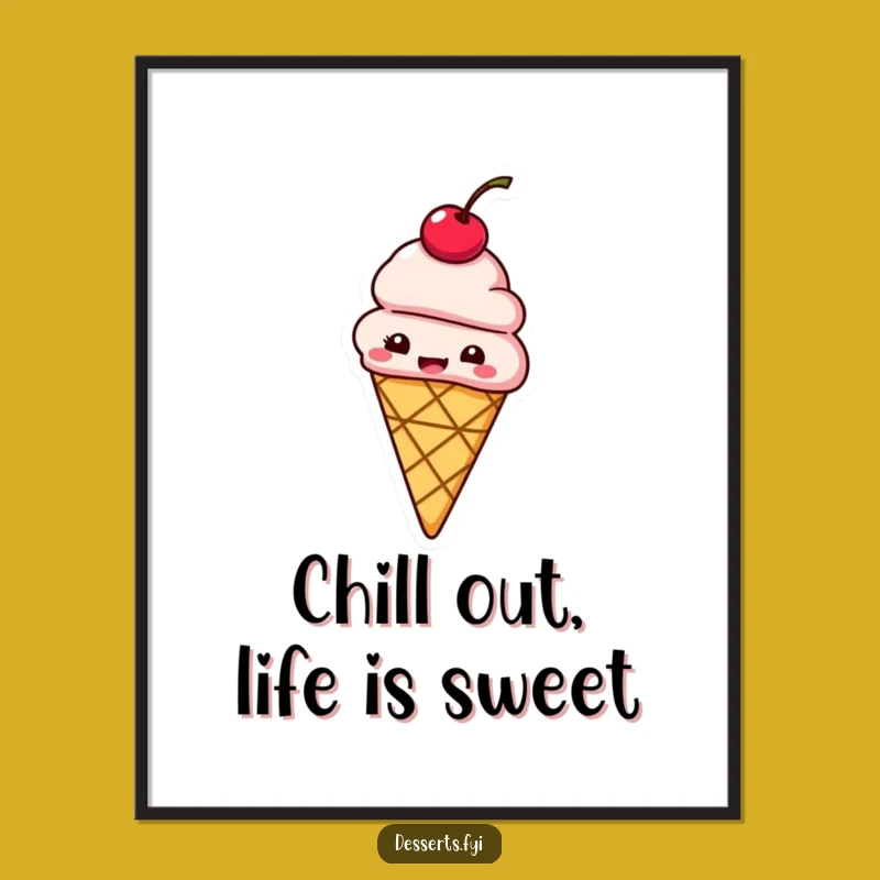 Free Printable Funny Ice Cream Wall Art - Giggling Cone Downloadable Decor