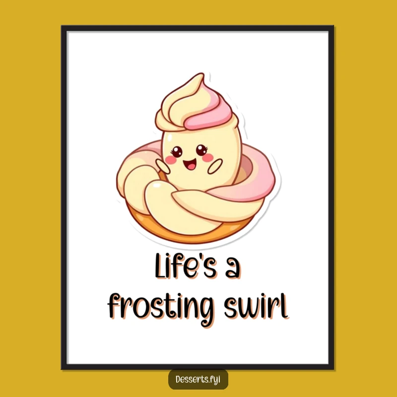 Funny Free Printable Wall Art: Cheerful Pastry Character, Downloadable Whimsical Art