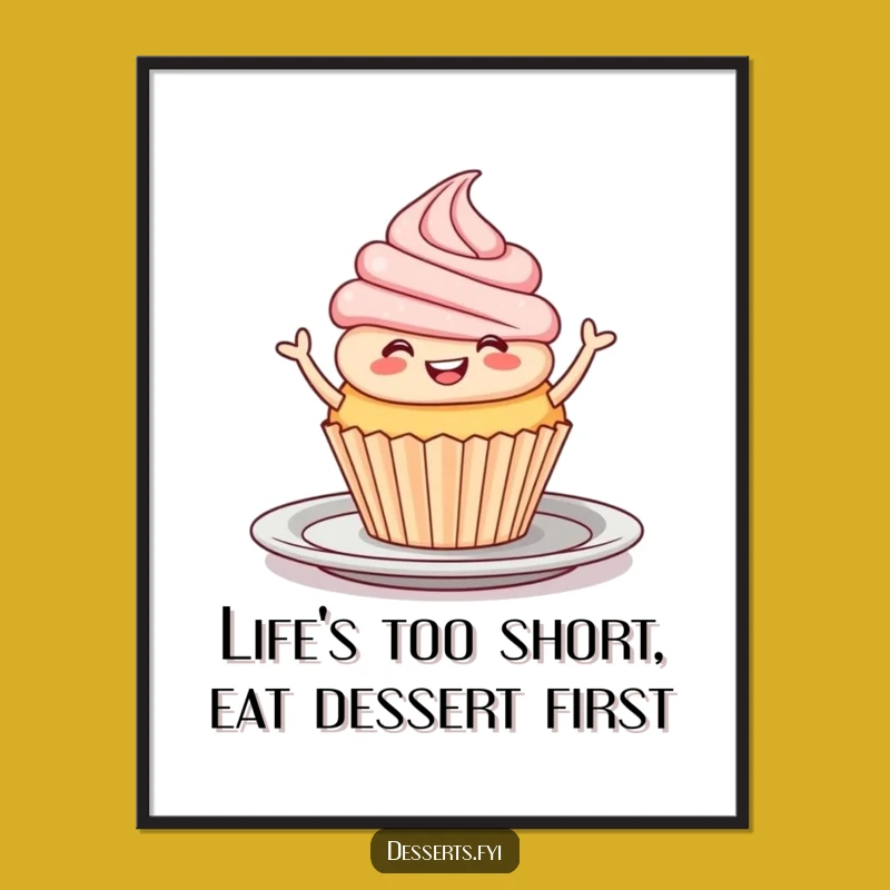 Funny Free Printable Wall Art: Dancing Cupcake Joyful Jig, Sweet Decor