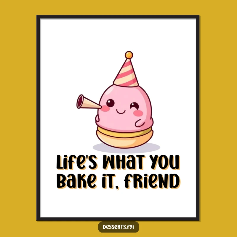 Funny Free Printable Wall Art: Festive Macaron Party Horn, Quirky Decor