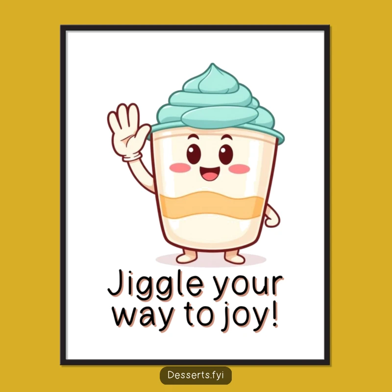 Funny Free Printable Wall Art: Pudding Cup Salute, Whimsical Downloadable Decor