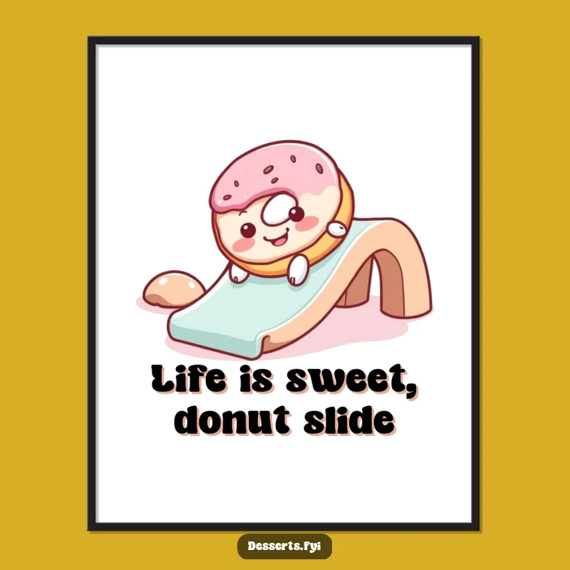 Funny Free Printable Wall Art: Sliding Donut, Whimsical Downloadable Decor for Fun!