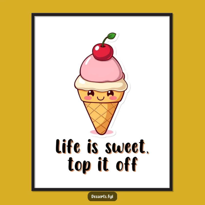 Funny Free Printable Wall Art: Whimsical Ice Cream Character for a Cheerful Space