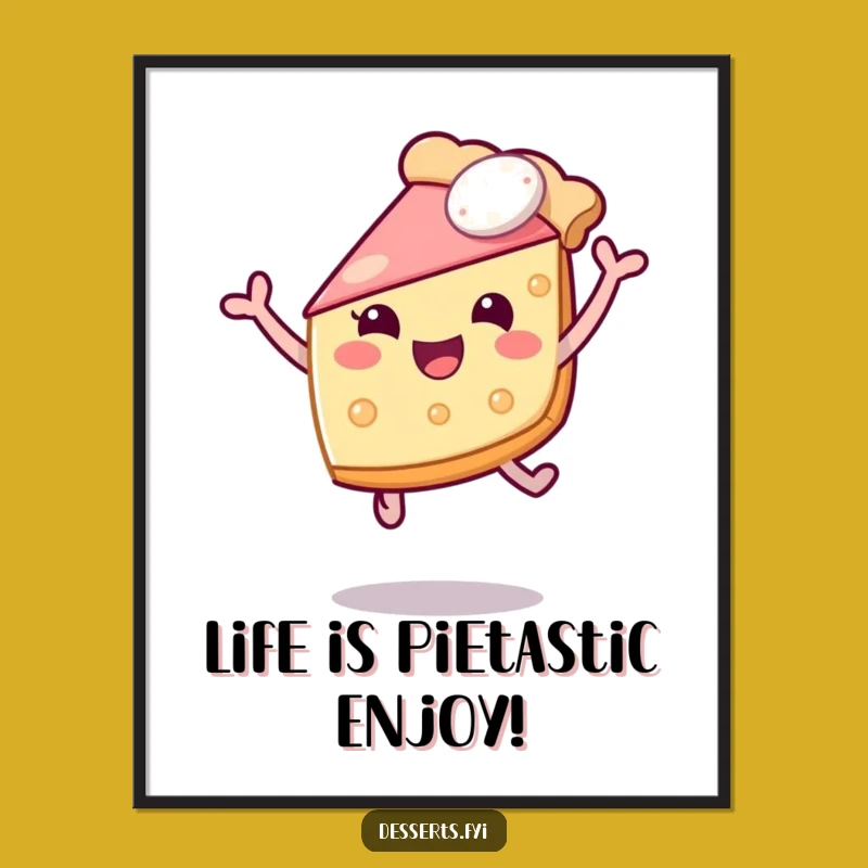 Free Printable Wall Art: Cheerful Pie Leaping, Humorous Downloadable Decor for Your Home