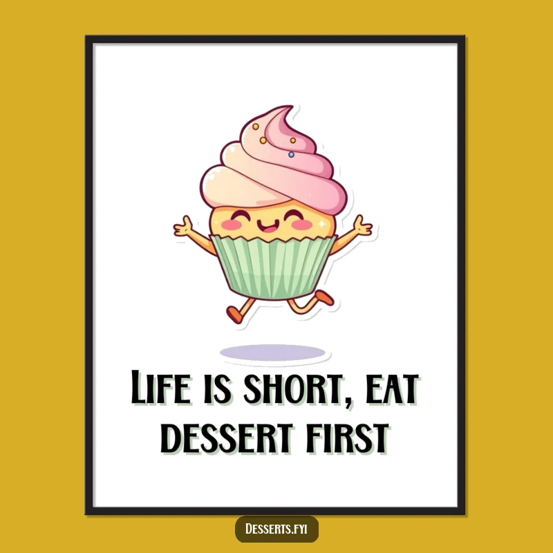 Free Printable Wall Art: Funny Leaping Cupcake Decor for a Whimsical Downloadable Gift
