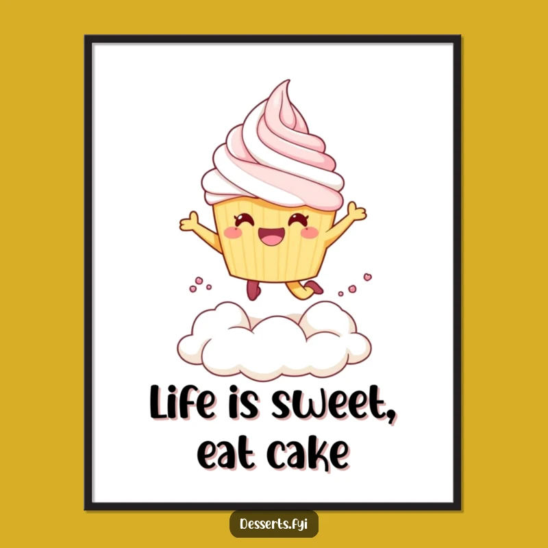 Funny Free Printable Wall Art: Sweet Cupcake's Creamy Leap Decor