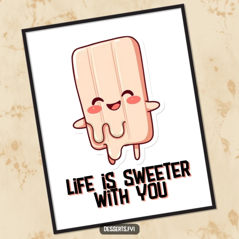 Funny Free Printable Wall Art: A candy bar character melting with glee, a humorous and downloadable art piece.