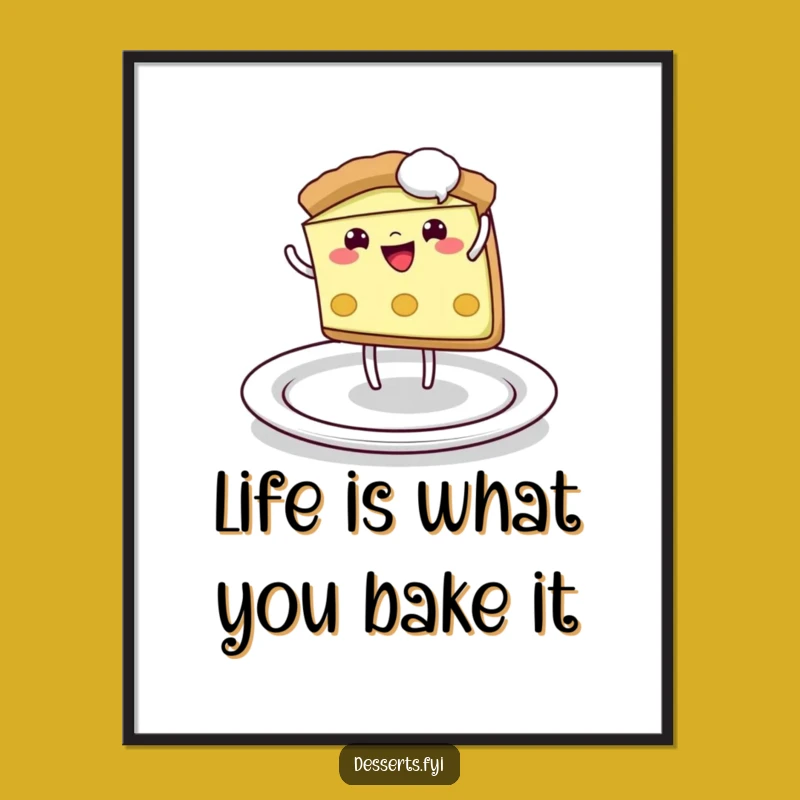 Free Printable Wall Art: Cartwheeling Pie Slice, Funny Decor, Downloadable Art Gift