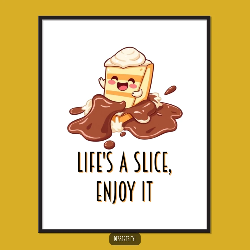 Free Printable Cake Wall Art: Chocolate River Joy, Downloadable Funny Decor