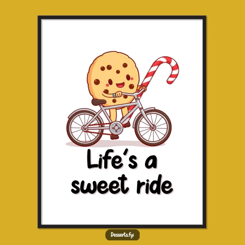 Funny Free Printable Wall Art: Whimsical Cookie Cyclist, Downloadable Quirky Art